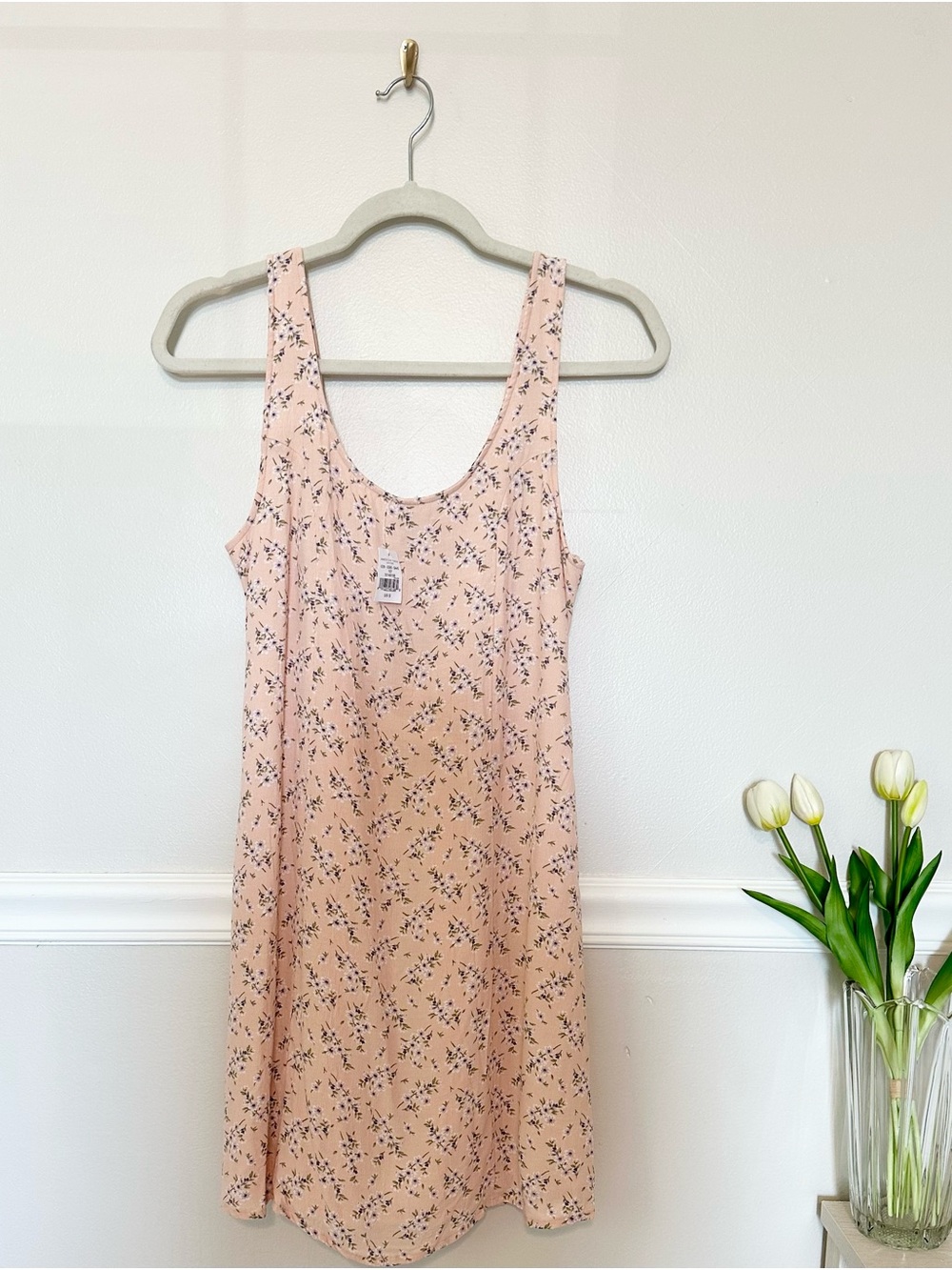 American Eagle Pink Floral Smocked Back Mini Dress Small Cottagecore Boho